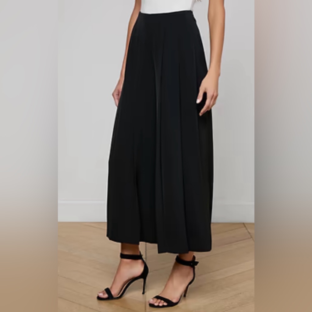Travelsmith Black Wide Leg Flowing Ankle Pants Culottes - Sz M/L